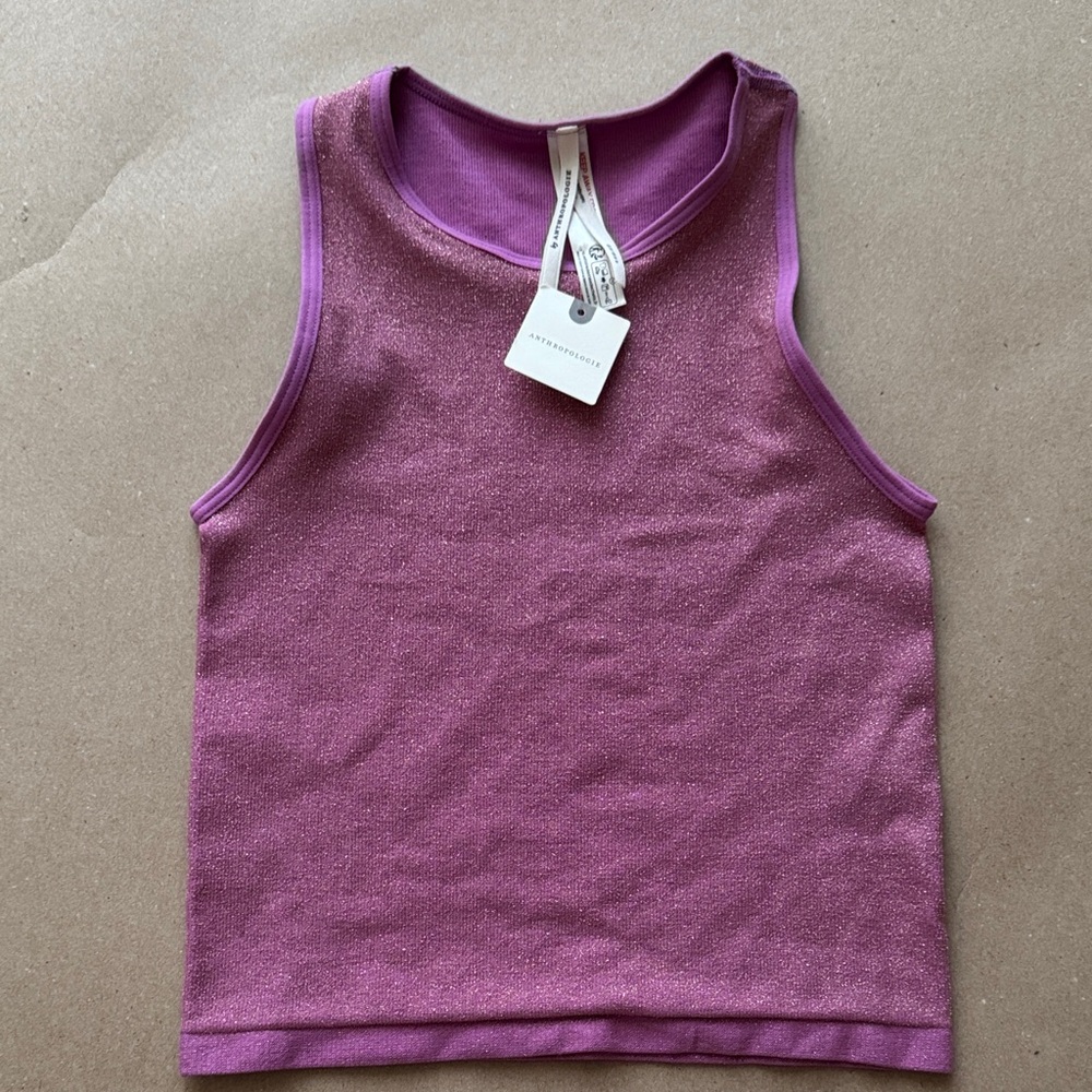 Anthropologie Sparkling Purple Stretchy Tank Top xxs/xs